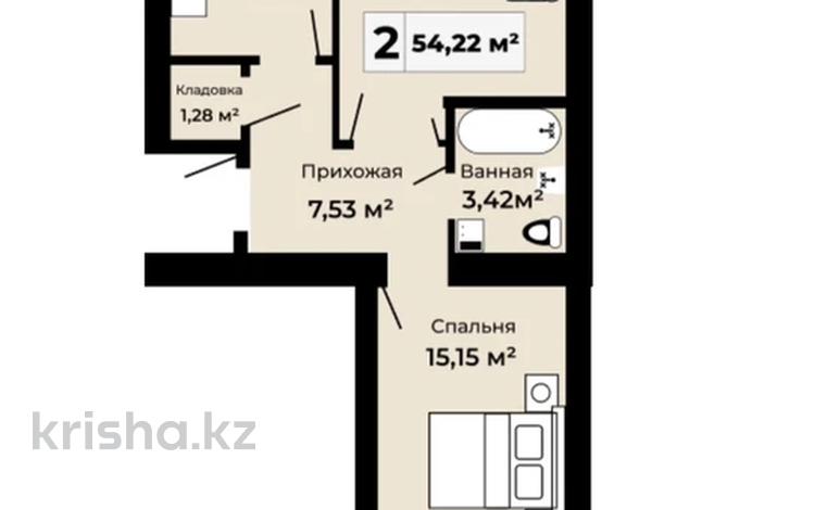 2-комнатная квартира · 54.22 м² · 8/9 этаж, А83 участок 11 за 19.5 млн ₸ в Астане, Алматы р-н — фото 2