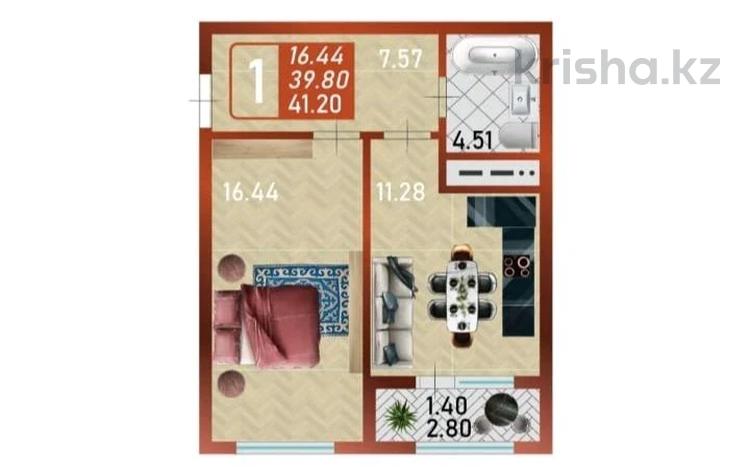 1-бөлмелі пәтер · 41.2 м² · 10/16 қабат, Сафуан Шаймерденов 1, бағасы: 22.5 млн ₸ в Астане, Сарайшык р-н — фото 14