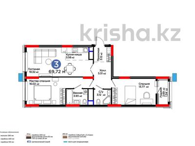 3-бөлмелі пәтер · 70 м² · 10/12 қабат, Е 900 10, бағасы: 54 млн ₸ в Астане, Нура р-н