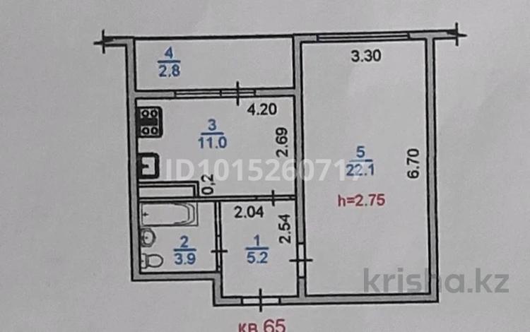 1-бөлмелі пәтер · 45 м² · 8/9 қабат, Жас Қанат ш/а. 1/14, бағасы: 26 млн ₸ в Алматы, Турксибский р-н — фото 2
