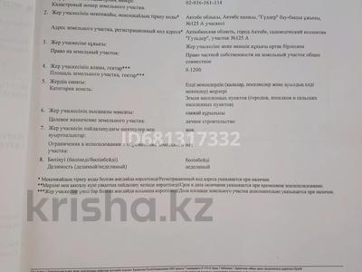 Участок 12 соток, Гульдер район Тойота центра — Тойота цетр за 12 млн 〒 в Актобе