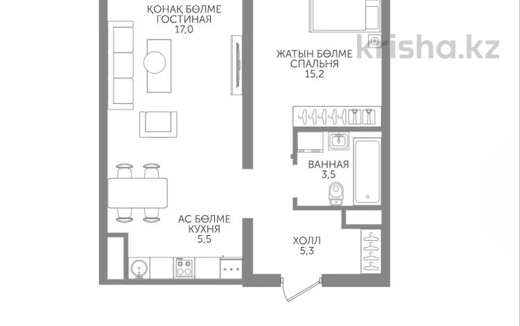 2-комнатная квартира · 48 м² · 10/15 этаж, Райымбека 210/27 за ~ 33.6 млн ₸ в Алматы, Алмалинский р-н — фото 2