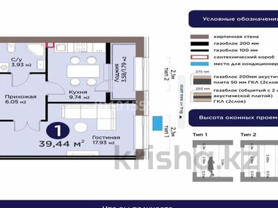 1-бөлмелі пәтер · 39.44 м² · 8 қабат, Е 101 5, бағасы: 25.5 млн ₸ в Астане, Нура р-н