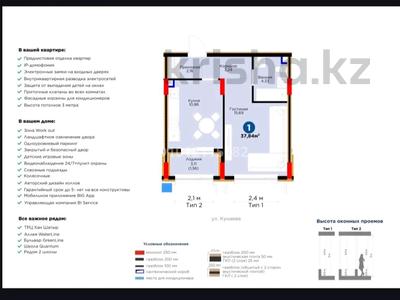 1-бөлмелі пәтер · 38 м² · 2/9 қабат, ул. ЕК-13 GreenLine.Garden 1-2, бағасы: 36.5 млн ₸ в Астане, Есильский р-н