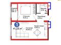 2-бөлмелі пәтер · 41.33 м² · 14/16 қабат, Толеби 24, бағасы: 42 млн ₸ в Астане, Нура р-н