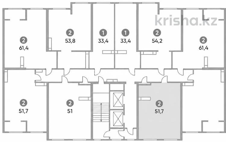 2-комнатная квартира · 51.7 м² · 12/12 этаж, мкр Дарабоз, Момышулы 100 за ~ 27.5 млн ₸ в Алматы, Алатауский р-н — фото 2