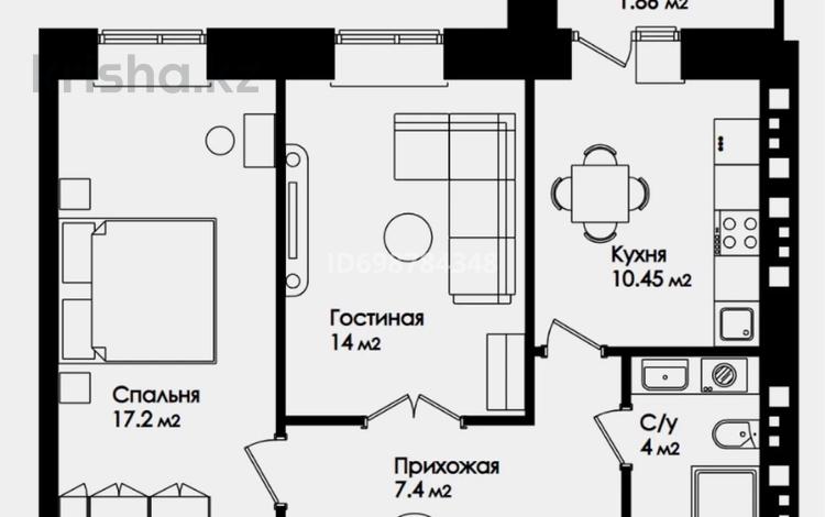 2-комнатная квартира · 55 м² · 4/12 этаж, Бейбарыс Султан 25 за 15 млн 〒 в Астане, Сарыарка р-н — фото 2