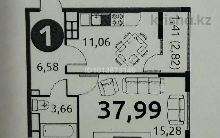 1-бөлмелі пәтер · 37.99 м² · 8/9 қабат, Толеметова 20/3, бағасы: 15.9 млн ₸ в Шымкенте, Абайский р-н — фото 2
