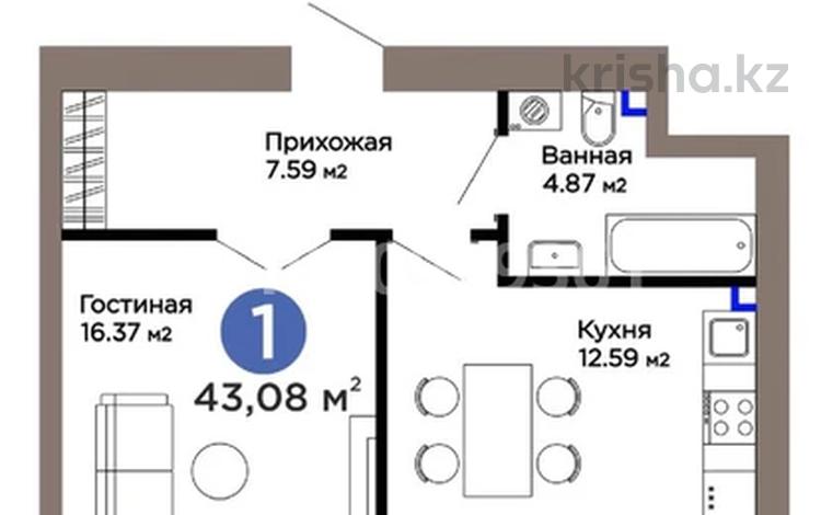 1-комнатная квартира · 43.2 м² · 11/12 этаж, Е-899 5/1 — Зеленый квартал за 42 млн ₸ в Астане, Нура р-н — фото 2