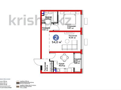 2-бөлмелі пәтер · 54 м² · 2/6 қабат, Бауыржана Момышулы 11/14а, бағасы: 39.9 млн ₸ в Алматы, Алатауский р-н
