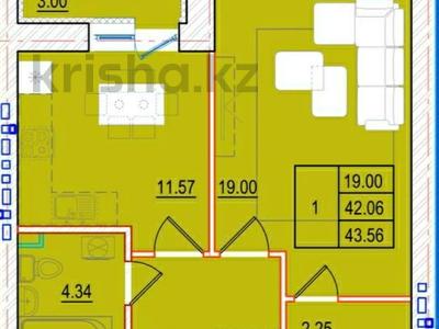 1-комнатная квартира, 43.56 м², 2/9 этаж, Набережная — Шухова за ~ 17 млн 〒 в Петропавловске