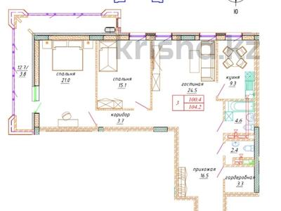 3-бөлмелі пәтер, 104 м², 5/10 қабат, Толе би 53, бағасы: 38 млн 〒 в Астане, Есильский р-н