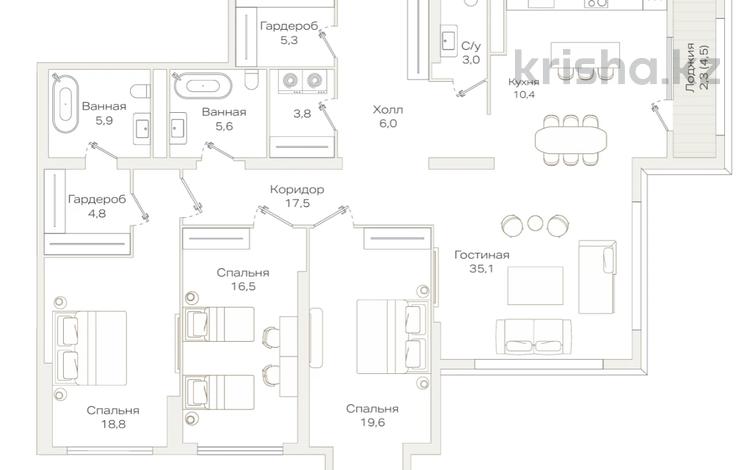 4-комнатная квартира · 154.6 м² · 4/9 этаж, Проспект Аль-Фараби и улица Маркова 14 за ~ 227.6 млн ₸ в Алматы, Бостандыкский р-н — фото 2