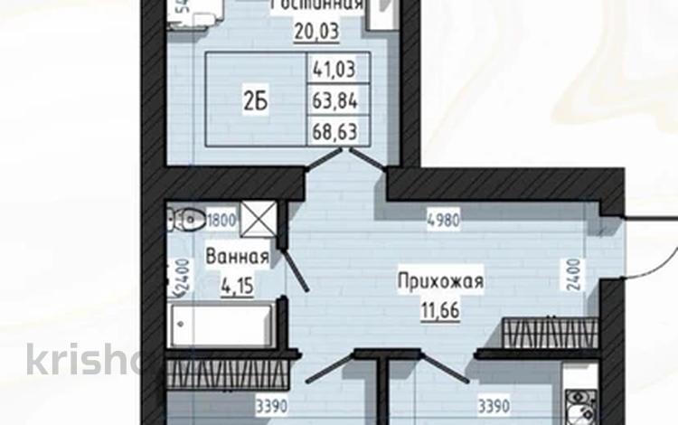 2-бөлмелі пәтер · 69 м² · 5/9 қабат, сагдиева 76, бағасы: ~ 31.1 млн ₸ в Кокшетау — фото 2