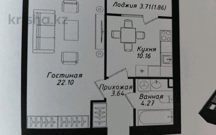 1-комнатная квартира · 42 м² · 8/9 этаж, Мухамедханова 43 за 21 млн ₸ в Астане — фото 2