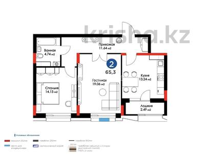 2-комнатная квартира · 66 м² · 8/16 этаж, Аль-Фараби 11/1 за 57 млн ₸ в Астане, Есильский р-н