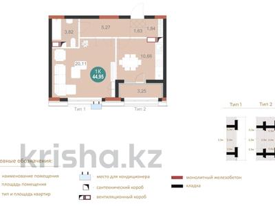 1-бөлмелі пәтер · 44.95 м² · 8/13 қабат, Мангилик Ел Е496, бағасы: 36 млн 〒 в Астане, Есильский р-н