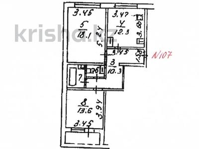 2-комнатная квартира, 59.1 м², 9/9 этаж, мкр Жетысу-1 28 за ~ 37.6 млн 〒 в Алматы, Ауэзовский р-н