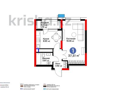 1-бөлмелі пәтер, 37.51 м², 11/22 қабат, Туран 55/12 — Барыс Арена, бағасы: ~ 19.8 млн 〒 в Астане, Есильский р-н