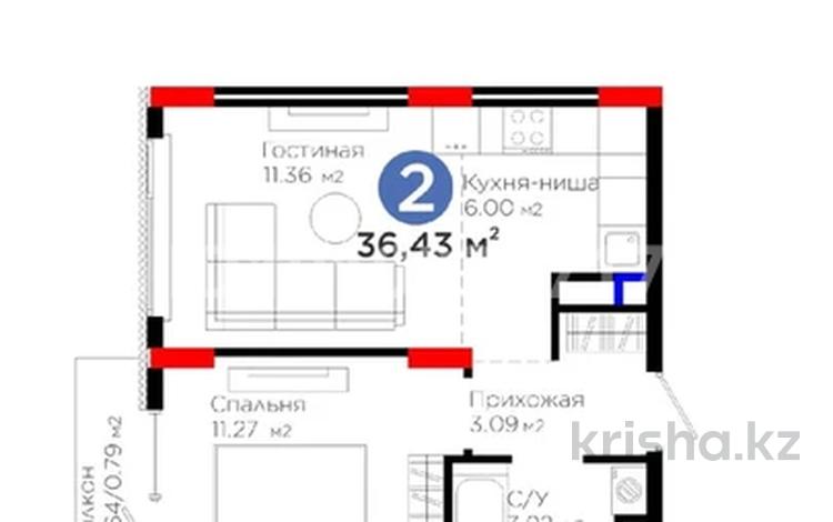 2-бөлмелі пәтер · 36.6 м² · 6 қабат, Е 908 23, бағасы: 22.5 млн ₸ в Астане, Нура р-н — фото 3