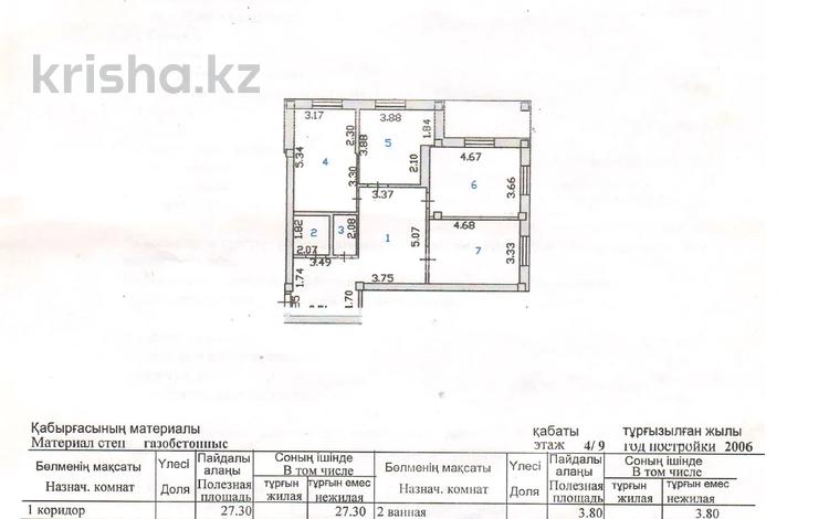 3-комнатная квартира, 101 м², 4/10 этаж помесячно, Кумисбекова 8