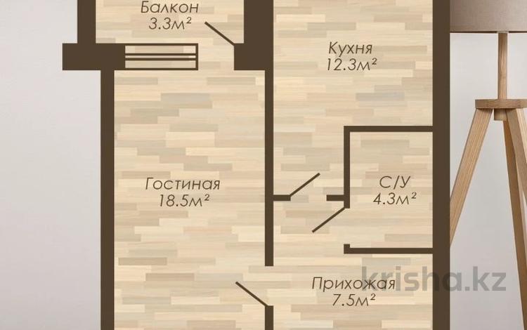 1-бөлмелі пәтер, 44.2 м², 4/5 қабат, мкр. Алтын орда, Район Батыс 2 уч. 1К, бағасы: 12.8 млн 〒 в Актобе, мкр. Алтын орда — фото 2