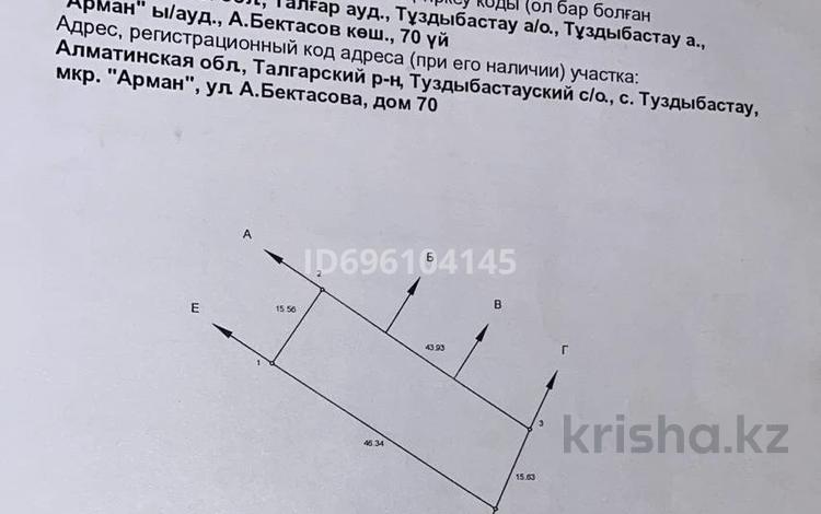 Жер телімі 7 сотық, Микрорайон &quot;Арман&quot;, улица Бектасова 70, бағасы: 17.5 млн 〒 в Туздыбастау (Калинино) — фото 2