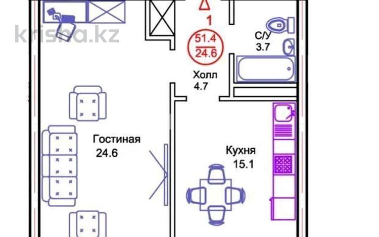 1-бөлмелі пәтер · 51.4 м² · 12/13 қабат, Тауелсиздик 34/8 — Тәуелсіздік-Момышулы, бағасы: ~ 20 млн ₸ в Астане, Алматы р-н — фото 14