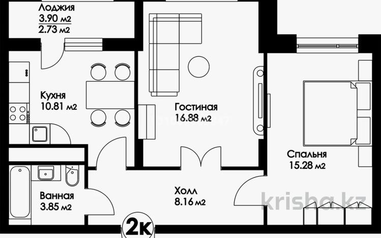 2-бөлмелі пәтер · 57.71 м² · 6/9 қабат, Нажимеденова — A 426, бағасы: 24.5 млн ₸ в Астане, Сарайшык р-н — фото 25
