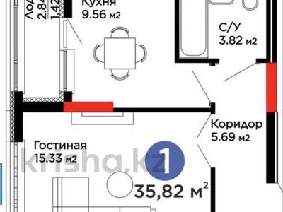 1-комнатная квартира · 36 м² · 8/12 этаж, Е-15 5 за 26 млн 〒 в Астане, Нура р-н