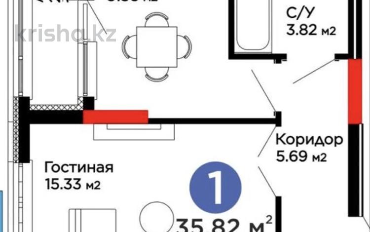 1-комнатная квартира · 36 м² · 8/12 этаж, Е-15 5 за 25.5 млн ₸ в Астане, Нура р-н — фото 2
