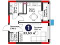 1-комнатная квартира · 33.33 м² · 12/17 этаж, Улы Дала 10 А за 25 млн ₸ в Астане, Нура р-н