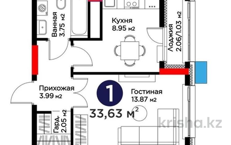 1-комнатная квартира · 33.33 м² · 12/17 этаж, Улы Дала 10 А за 25 млн ₸ в Астане, Нура р-н — фото 2