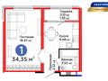 1-бөлмелі пәтер · 34.35 м² · 3/14 қабат, Хусейн Бен Талал 41/1, бағасы: ~ 24 млн ₸ в Астане, Есильский р-н — фото 2
