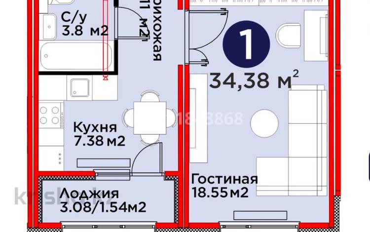 1-бөлмелі пәтер · 35 м² · 5/9 қабат, Е 915 улица 36 — СДАЧА АВГУСТ С РЕМОНТОМ!, бағасы: 22.5 млн ₸ в Астане — фото 2