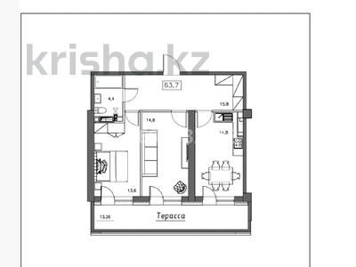 2-комнатная квартира, 67.69 м², 13/14 этаж, Байдибекби за ~ 37 млн 〒 в Шымкенте, Туран р-н