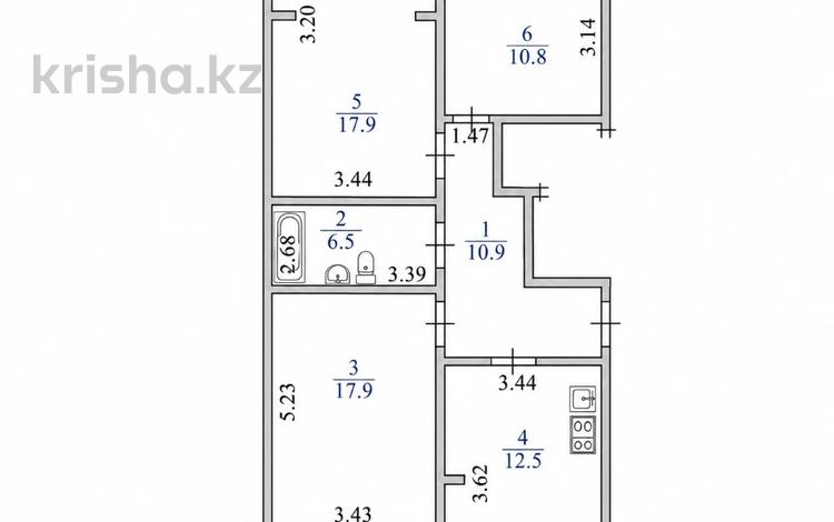 3-комнатная квартира · 76.5 м² · 6/9 этаж, Рыскулбекова за 53 млн ₸ в Алматы, Ауэзовский р-н — фото 10