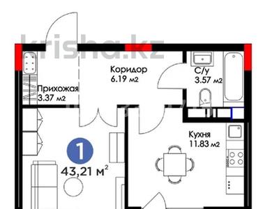 1-комнатная квартира, 45 м², 7 этаж, Мухамедханова 5 — 306 за 29.8 млн 〒 в Астане, Есильский р-н