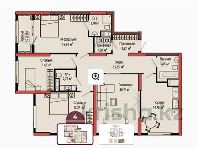 4-бөлмелі пәтер · 107.47 м² · 13/18 қабат, Улица Кокжал Барака 26, бағасы: ~ 50 млн ₸ в Усть-Каменогорске