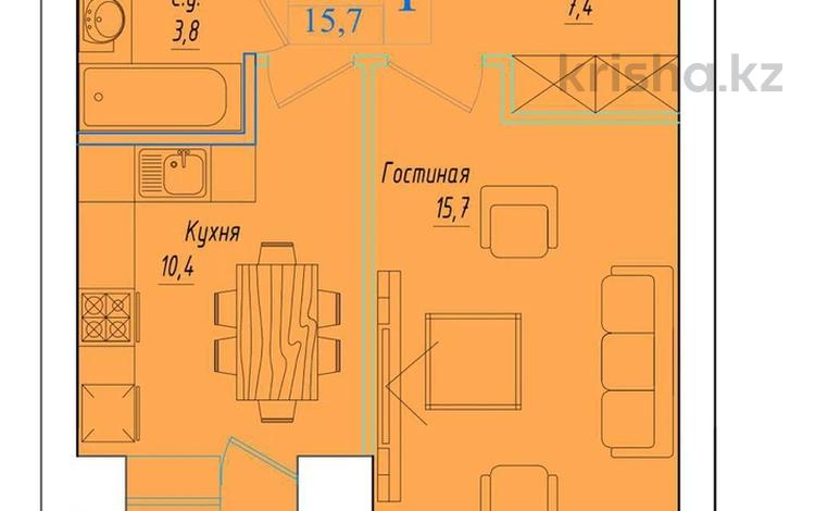 1-комнатная квартира, 38.7 м², 5/5 этаж, ауэзова 207 за 11.5 млн 〒 в Кокшетау — фото 2