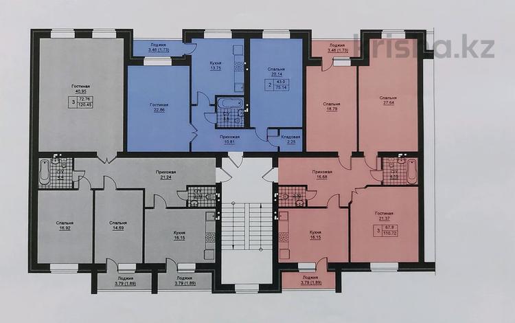 3-комнатная квартира, 110.72 м², 5/6 этаж, мкр. Батыс-2 3 за ~ 22.1 млн 〒 в Актобе, мкр. Батыс-2 — фото 2