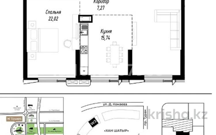 2-бөлмелі пәтер · 80.3 м² · 18/22 қабат, Туран 37/2, бағасы: 99 млн ₸ в Астане, Есильский р-н — фото 2