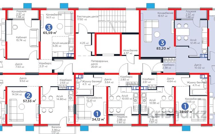 3-бөлмелі пәтер · 84 м² · 5/6 қабат, Кайрат микрорайон 716/16, бағасы: 46.5 млн ₸ в Алматы, Турксибский р-н — фото 2