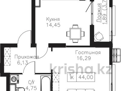 1-комнатная квартира, 44 м², 5/9 этаж, Мангилик Ел 61 — Хусейн бен Талал за 18.2 млн 〒 в Астане, Есильский р-н