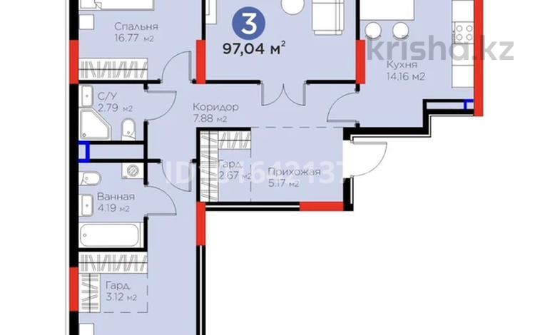 3-бөлмелі пәтер · 97.4 м² · 9/15 қабат, Жарбосынова 69 — Жарбосынова-Байтурсынова, бағасы: 55.4 млн ₸ в Атырау — фото 2
