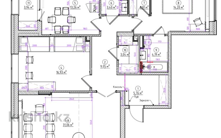 3-бөлмелі пәтер · 107 м² · 2/9 қабат, Толе Би 54, бағасы: 138 млн ₸ в Астане, Нура р-н — фото 2