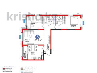 3-бөлмелі пәтер · 84 м², Калдаякова, бағасы: 39.2 млн ₸ в Шымкенте, Туран р-н