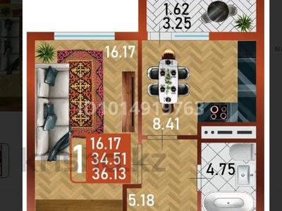 1-бөлмелі пәтер · 36.13 м² · 10/14 қабат, Сафуан Шаймерденов 1, бағасы: 18 млн ₸ в Астане, Сарайшык р-н