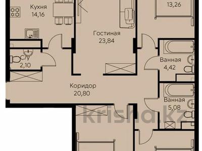 4-комнатная квартира, 118 м², 10/17 этаж, Улы Дала 23 за 47.5 млн 〒 в Астане, Есильский р-н