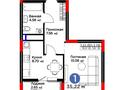 1-комнатная квартира · 35.22 м² · 8/9 этаж, мкр Нурсая, Абулхайр-хана за 20.5 млн ₸ в Атырау — фото 2